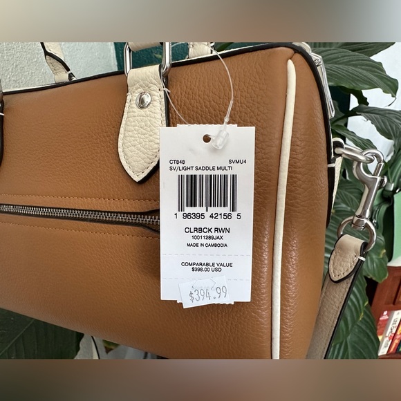 NWT COACH Rowan Satchel Bag In Colorblock - Novelty Leather/Silver/Light Saddle - Picture 11 of 16